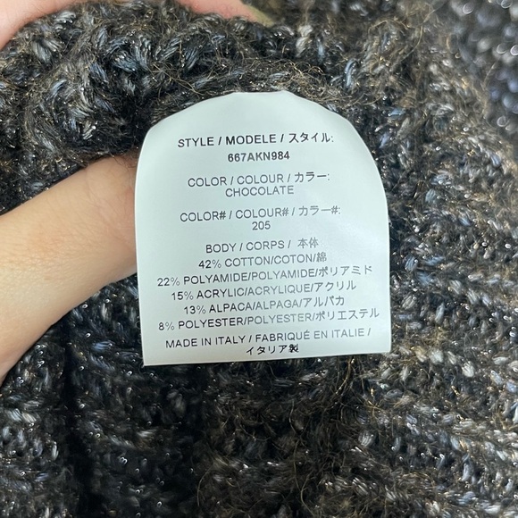 Michael Kors Collection Metallic Ruffle Cardigan Chocolate Brown Size S NWT - Picture 12 of 13